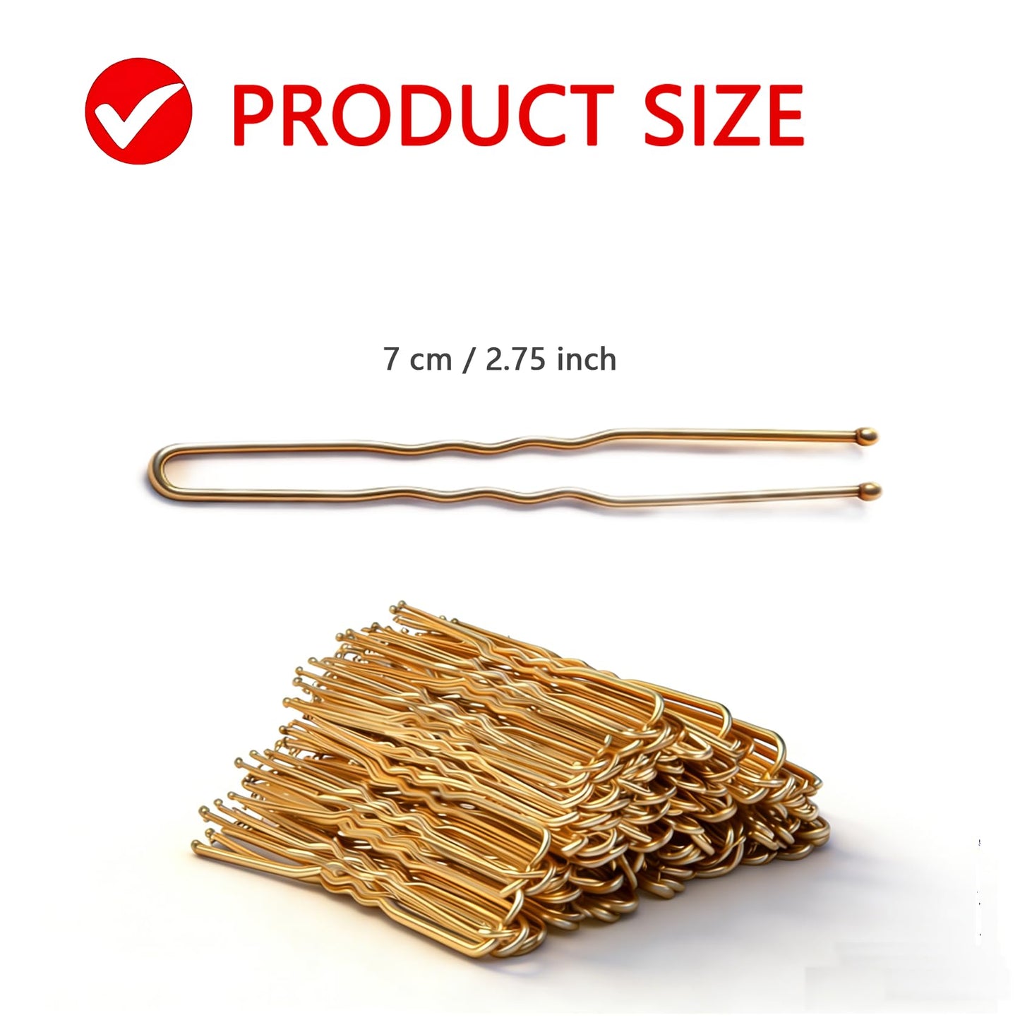DEFENSUN 150 Pcs Blonde U-Shaped Thick Hair Pins, 2.75 Inch Gold Bun Pins for Women, Non-Slip Hairpins for Thick Curly Wig & Ballet Updos