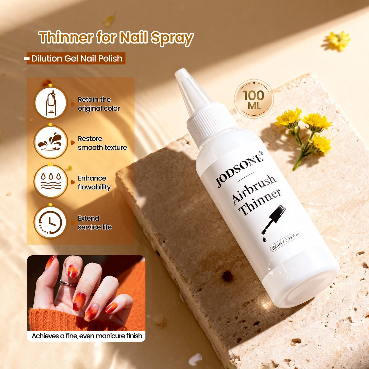 JODSONE 100ml Gel Nail Polish Thinner for Nail Spray for Gel Nail Polish Quick Dilution and Cleaning High-Efficiency Maintenance Larger Capacity Easy of Use DIY Nails Art Precision Dropper Design