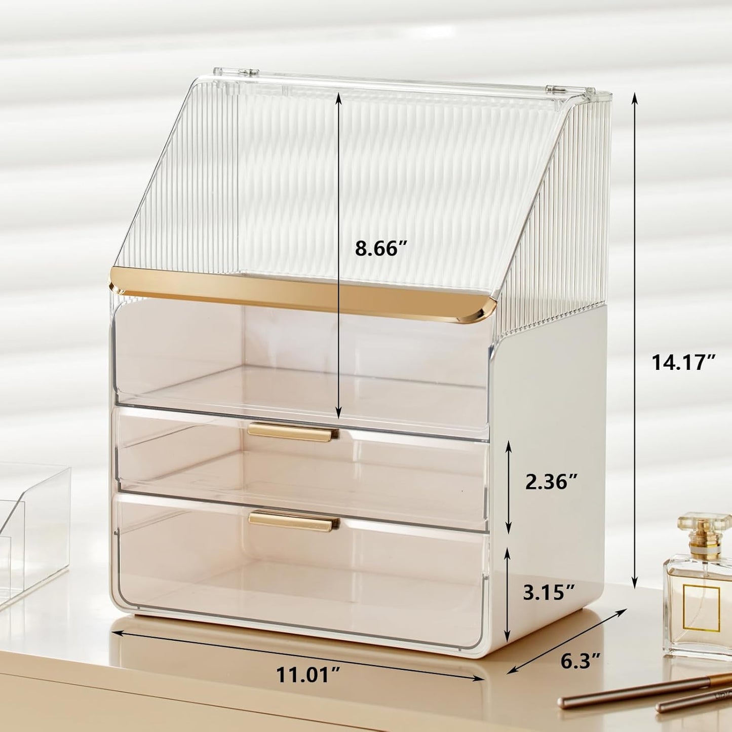 Large Makeup Organizer - Clear Vanity Storage Box for Cosmetics & Skincare | Perfect Gift for Women & Girls