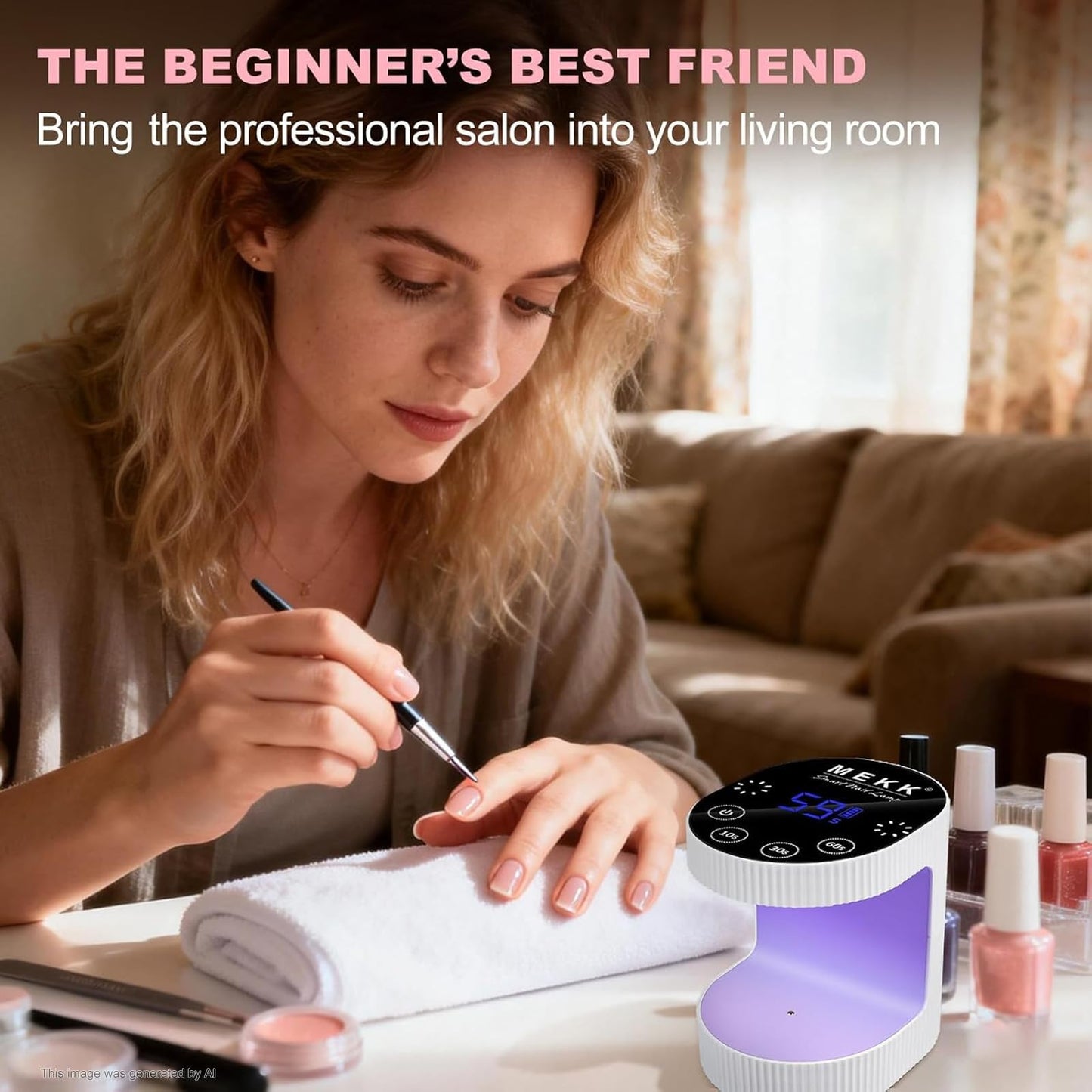 MEKK Cordless Mini UV Light for Gel Nails - 24W Rechargeable Mini UV LED Nail Lamp with Touch Control & Auto Sensor,Small Flash Cure Lamp,4 Timers,Portable Nail Light for Tavel & Home Use(White)