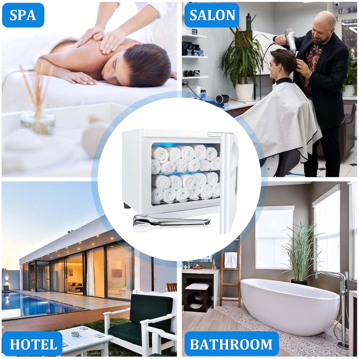 Professional Spa Hot Towel Cabinet - 23L Large Capacity Towel Warmer for Salon & Home Use | White with See-Through Window