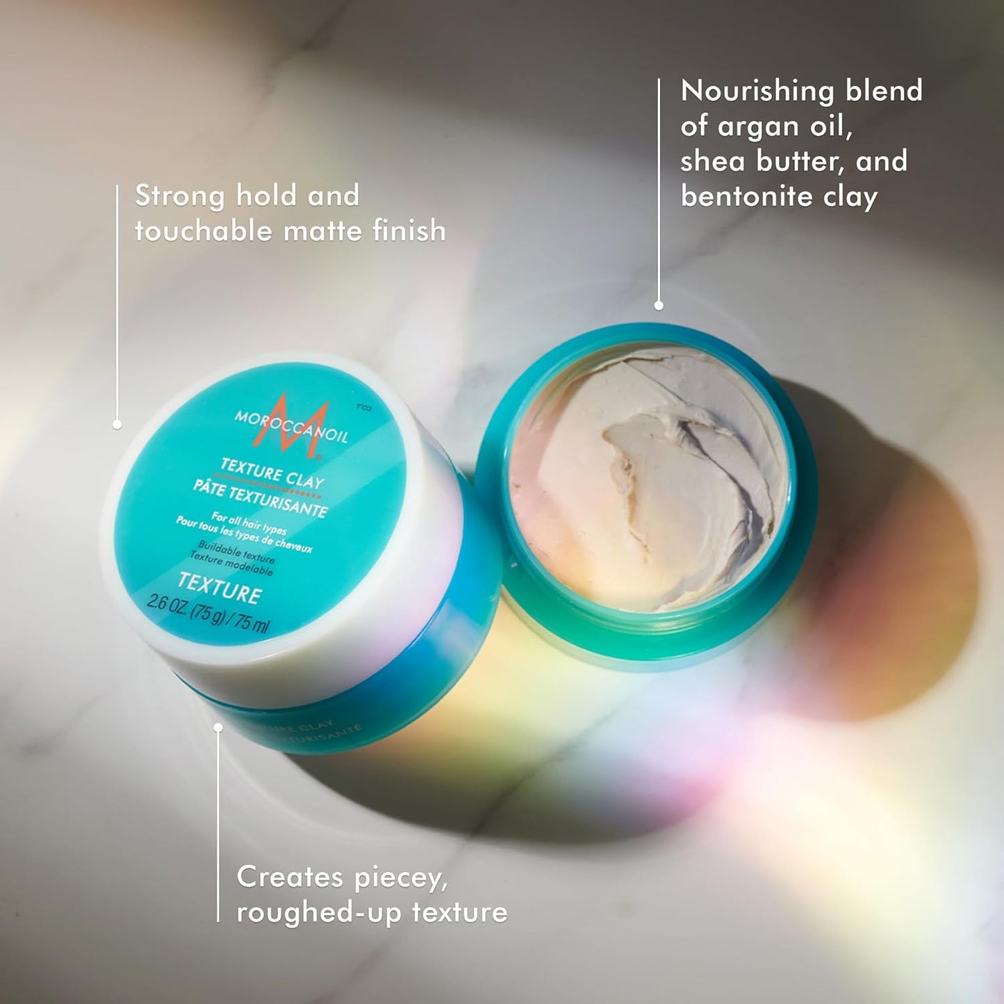Moroccanoil Texture Clay - Strong Hold Hair Styling Product | 2.6 Fl. Oz