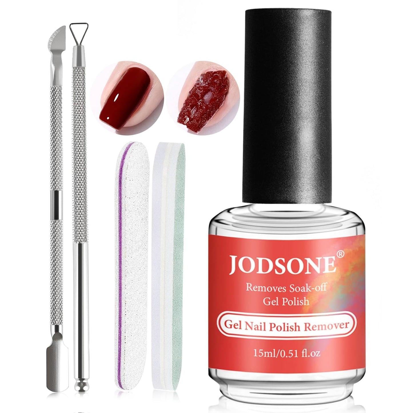 JODSONE Gel Nail Remover Set - 3Pcs 10ml Top & Base Coat for Quick Home Use | UV Light Curing Required