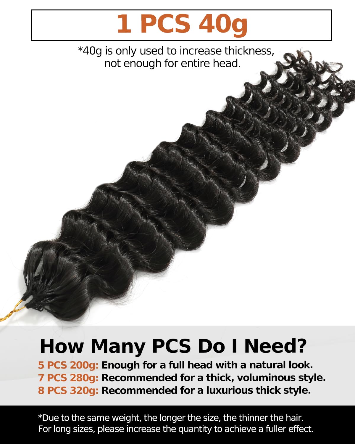 BEEOS Deep Wave Human Crochet Hair 40g, Pre-Separated Invisible Crochet Human Hair for Black Women, Detangle Easily and Reusable 22 Inch