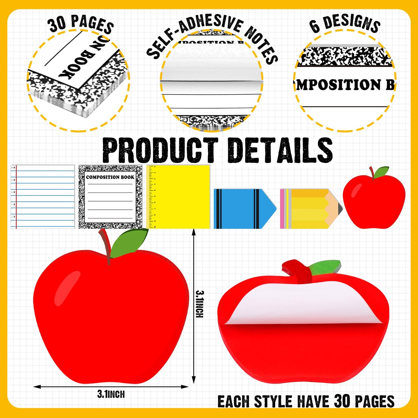 Honeydak 12 Set Back to School Teacher Gift Bulk Teachers Appreciation Gifts in Bulk Teacher Tumbler Cute Composition Notebook Sticky Note Ballpoint Pen for Mentor Lecturer Educator (12 oz,Modern)