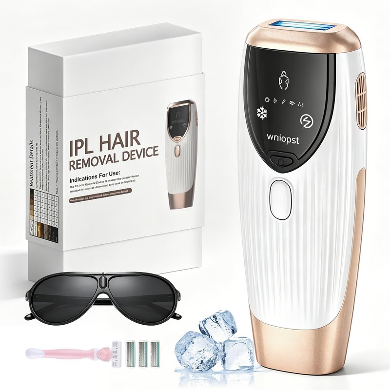 Wniopst IPL Hair Removal Device Gift for Women and Men, with Ice-Cooling Technology, Gentle Hair Reduction for Nearly, Hair Removal Device for Armpits Legs Arms Bikini Line, Corded