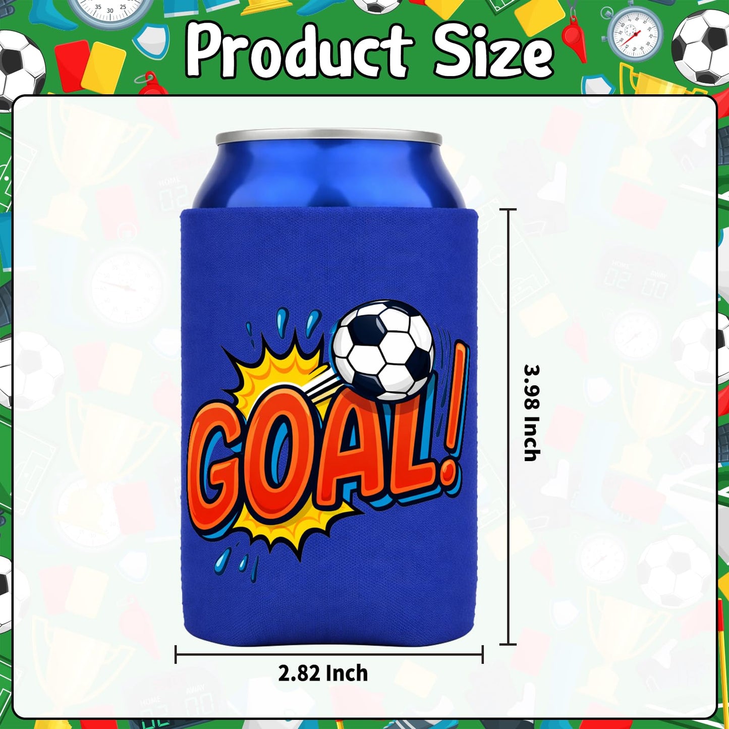 Soccer Sports Can Cooler 7 Pcs Reusable Neoprene Beer Sleeve Insulator Gifts for Soccer Fans, Football Watch Parties & Sports Events