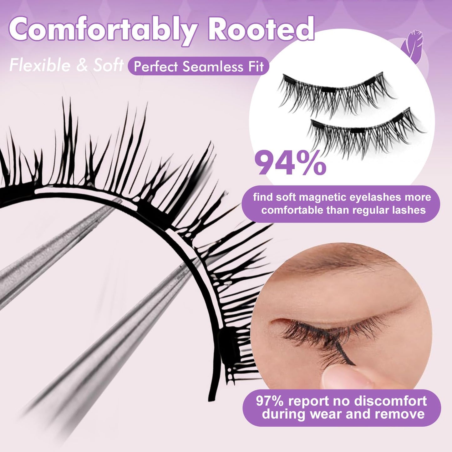 Magnetic Lashes with Applicator,Magnetic Eyelashes Natural Look,Reusable Magnet Lashes No Glue or Liner Needed for Women Daily Use(Simple)