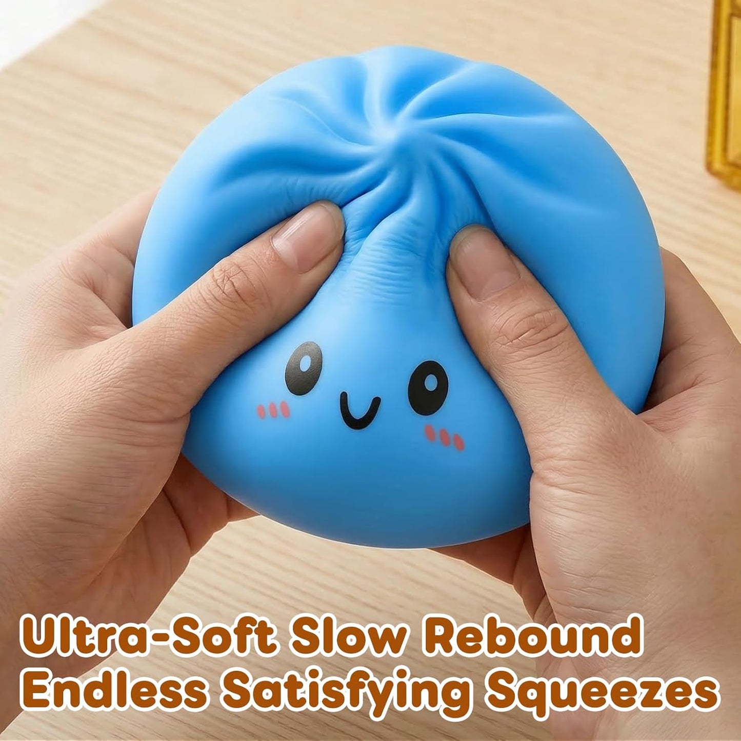 Squishy Dumpling Toy - Jumbo Mystery Fidget Stress Relief | Soft Decompression Dough for Kids & Adults - Blue