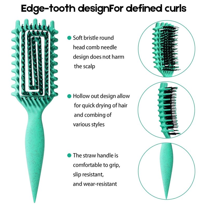 Curly Hair Brush - Candybrush Curl Defining Brush for Detangling & Shaping | Green for Wet & Dry Hair