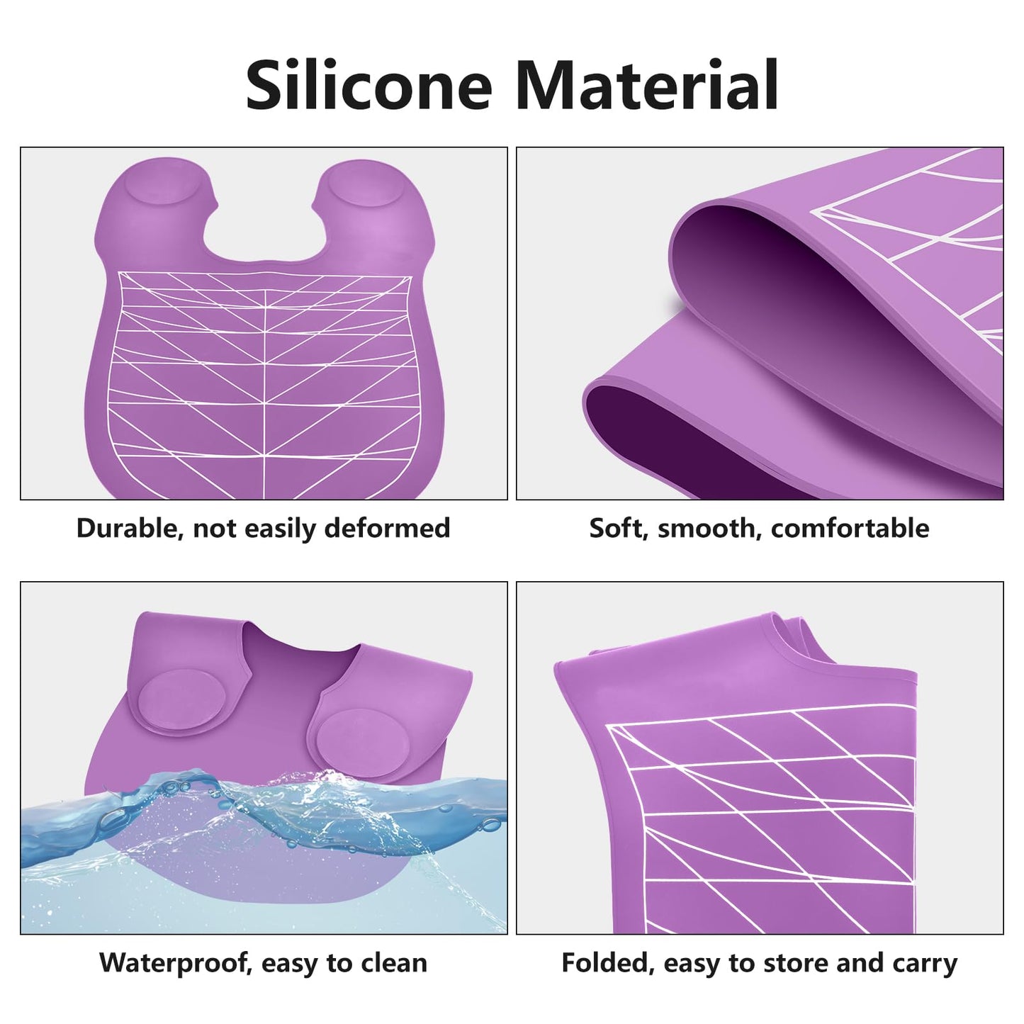 Hair Cutting Guide Collar Silicone Waterproof Hair Cutting Cape Salon Hairdressing Neck Guard Professional Stylist Hair Cutting Mat with Guidelines for Salon Hair Coloring (Purple)