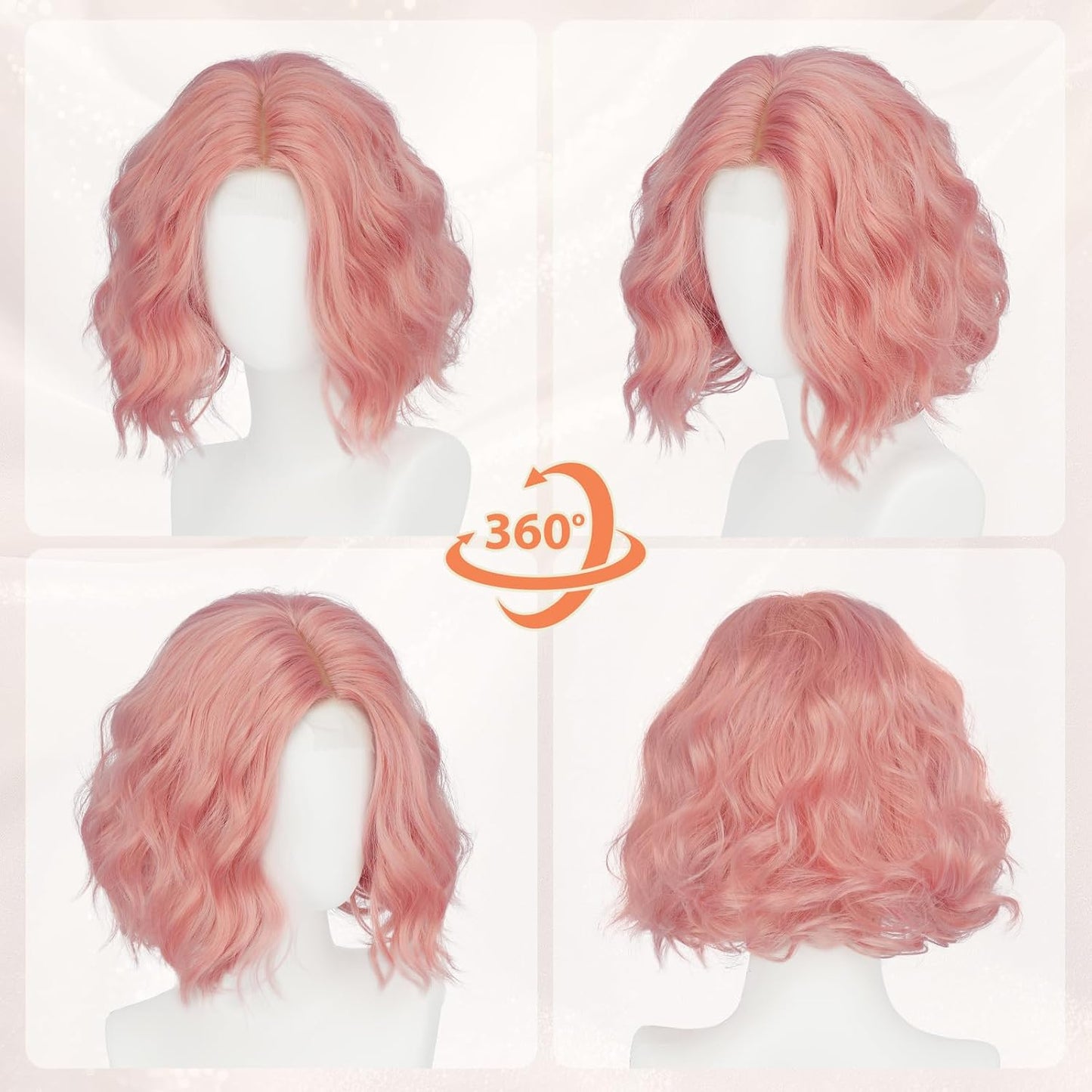 Blonde Bob Wig for Women - Lace Front Short Soft Wavy Curly Synthetic Hair | 11 Inch Natural Look