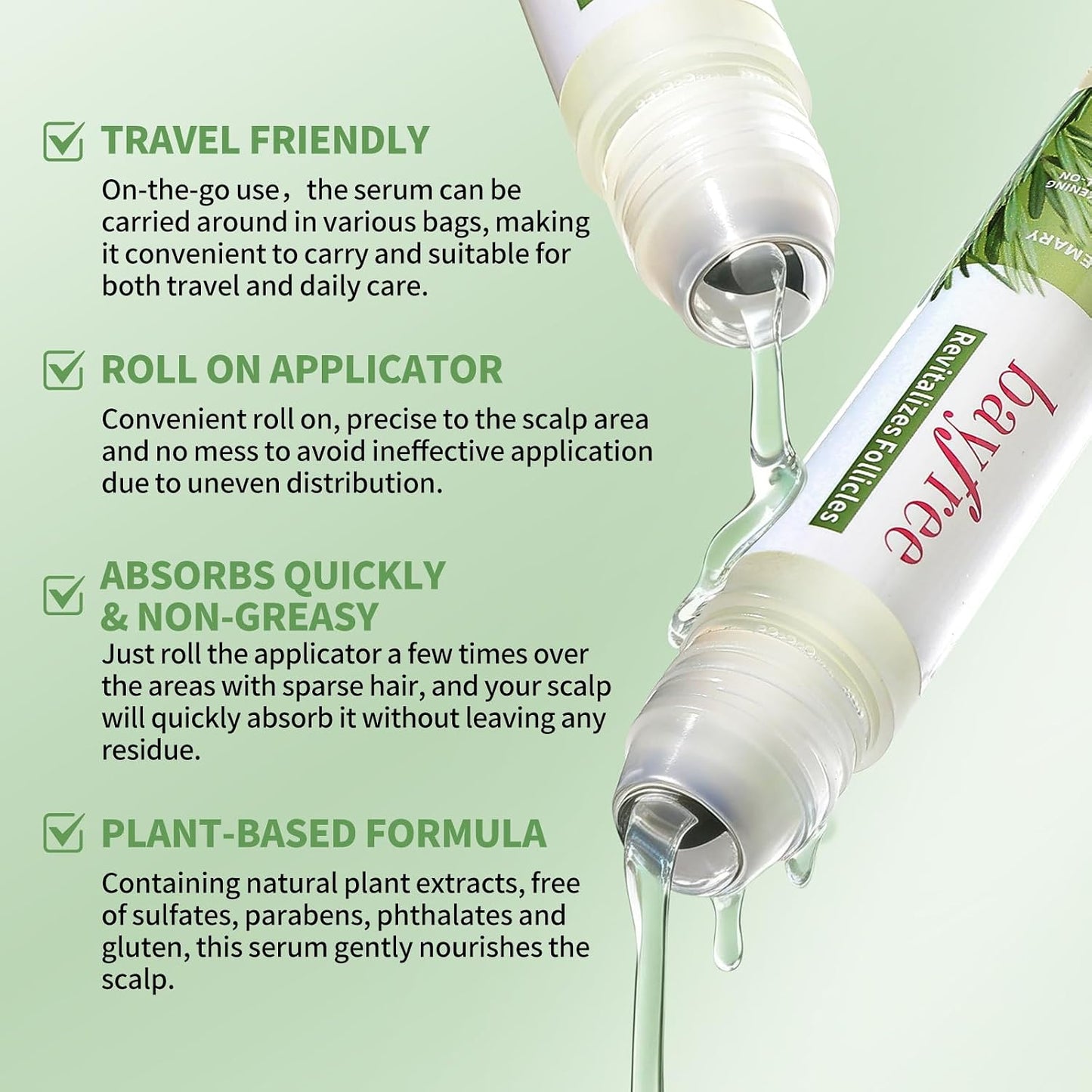 Rosemary Oil Hair Growth Serum - Hydrating Non-Greasy Scalp Treatment | 25ml Roller for Thicker Hair