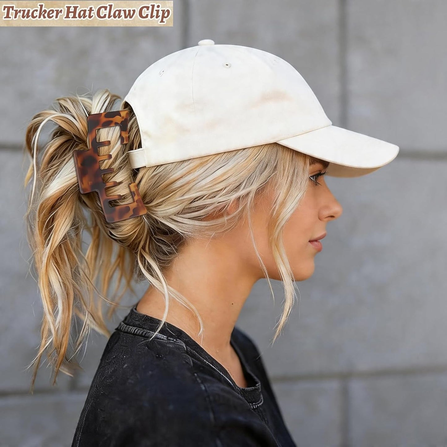 Hat-Friendly Claw Clips for Baseball Caps - 4 Pack Strong Hold Matte Tortoise Hair Accessories for Women | Perfect for Thick or Thin Hair