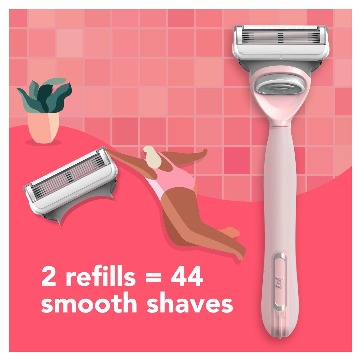 JOY The Pink One, 1 Razor and 2 Cartridges