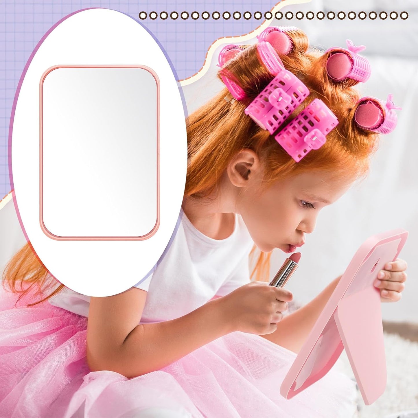DoubleFill 6 Pcs Spa Party Mirror Set - Makeup Mirrors for Sleepover Favors | Pink