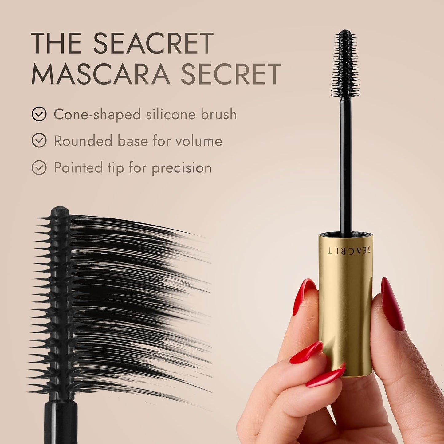 Non-Smudge Tubing Mascara - Dead Sea Mineral Infused, Flake-Free, Vegan | 0.28 Oz / 8 g