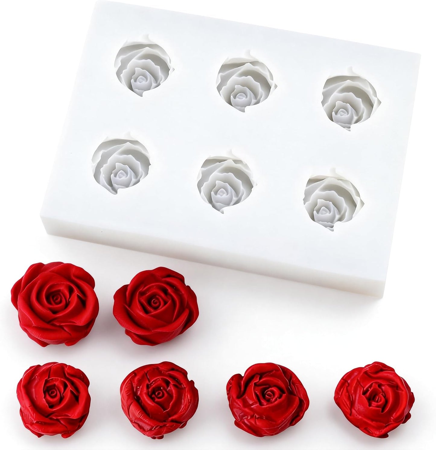 Rose Candy Mold - 6-Cavity Silicone Molds for Chocolate, Fondant & Ice Cubes | Perfect for Cake Decorating & Baking