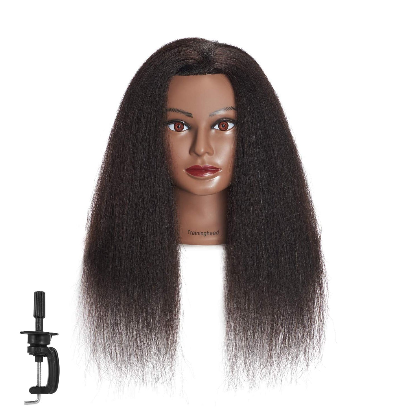 Real Hair Mannequin Head for Cosmetology | 10-Inch Afro Hair Practice Doll with Clamp Holder