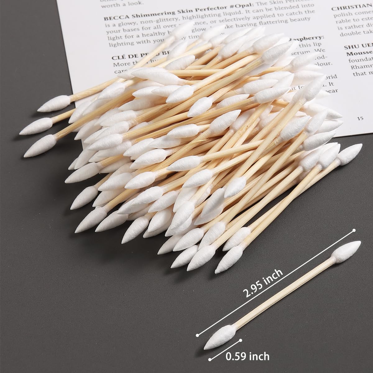 Pointed Tip Cotton Swabs - 200PCS Precision Double-Sided Buds for Makeup & Nail Polish Cleanup | Wooden Sticks