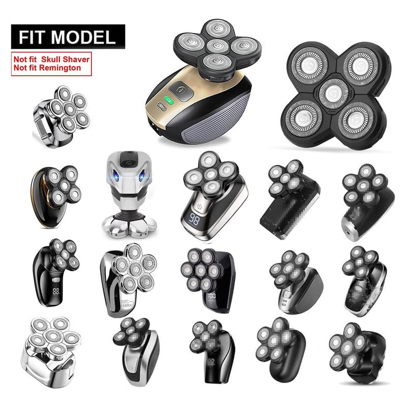 3 PCS Universal 5 Blades Head Shaver Replacement heads for Freebird Head shaver and Other Brand shaver Black
