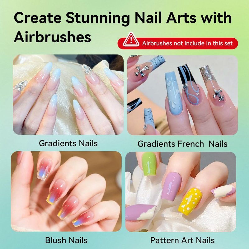 JODSONE Airbrush Gel Nail Polish Set - 20 Vibrant Colors for DIY Nail Art | Fine Mist Formula for Stunning Gradients