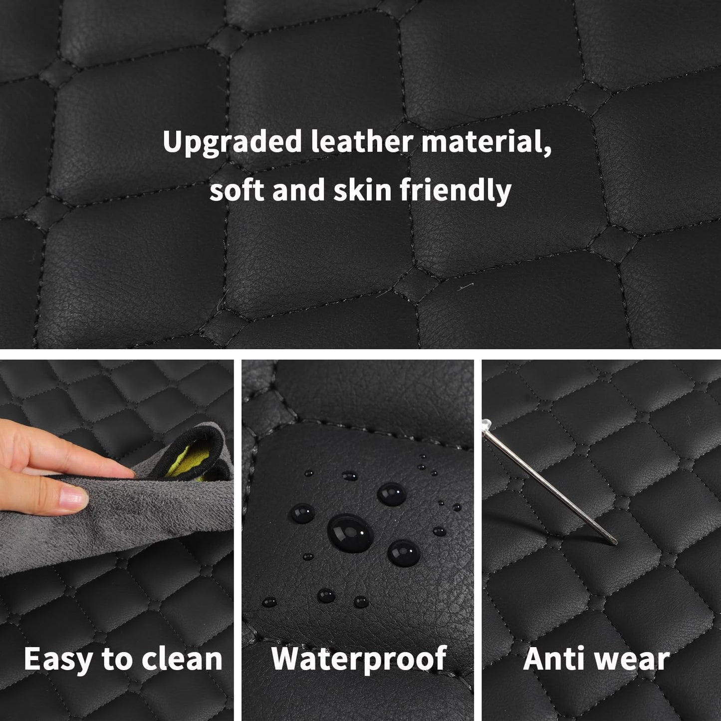 ZMOIVOK 2pcs Car Seat Covers for Upgrade Leather,Car Seat Protector Water Proof Material,No Slip Soft,Side Wrapping,Bottom Seat Covers Universal for Most Automotive,Vans,Trucks,Suvs (Black)