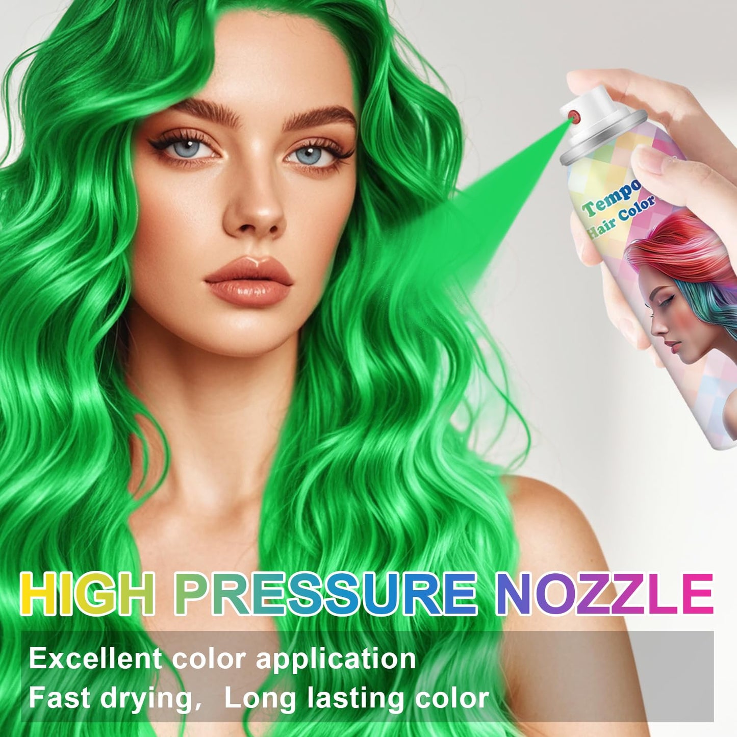 Meilury ONE-TIME USE Hair Color Spray for Women and Kids, Temporary White Hair Spray for Crazy Hair Day, Christmas Halloween Cosplay Party, Washable Hair Dye 120ML (Green)