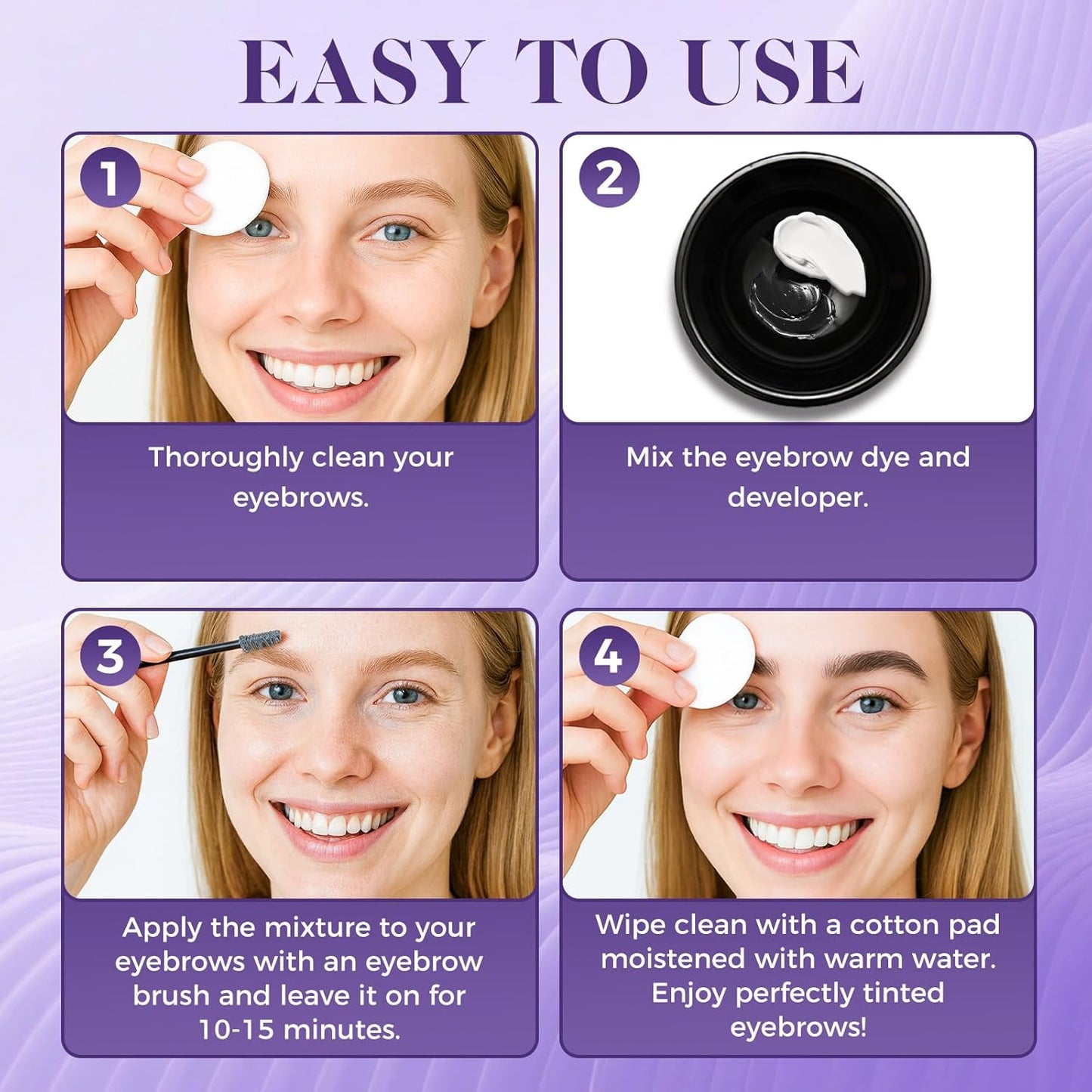 Eyelash & Eyebrow Tint Kit - Professional 2-In-1 Color Solution | Natural Ingredients, Lasts 6 Weeks, 7ml (Black)