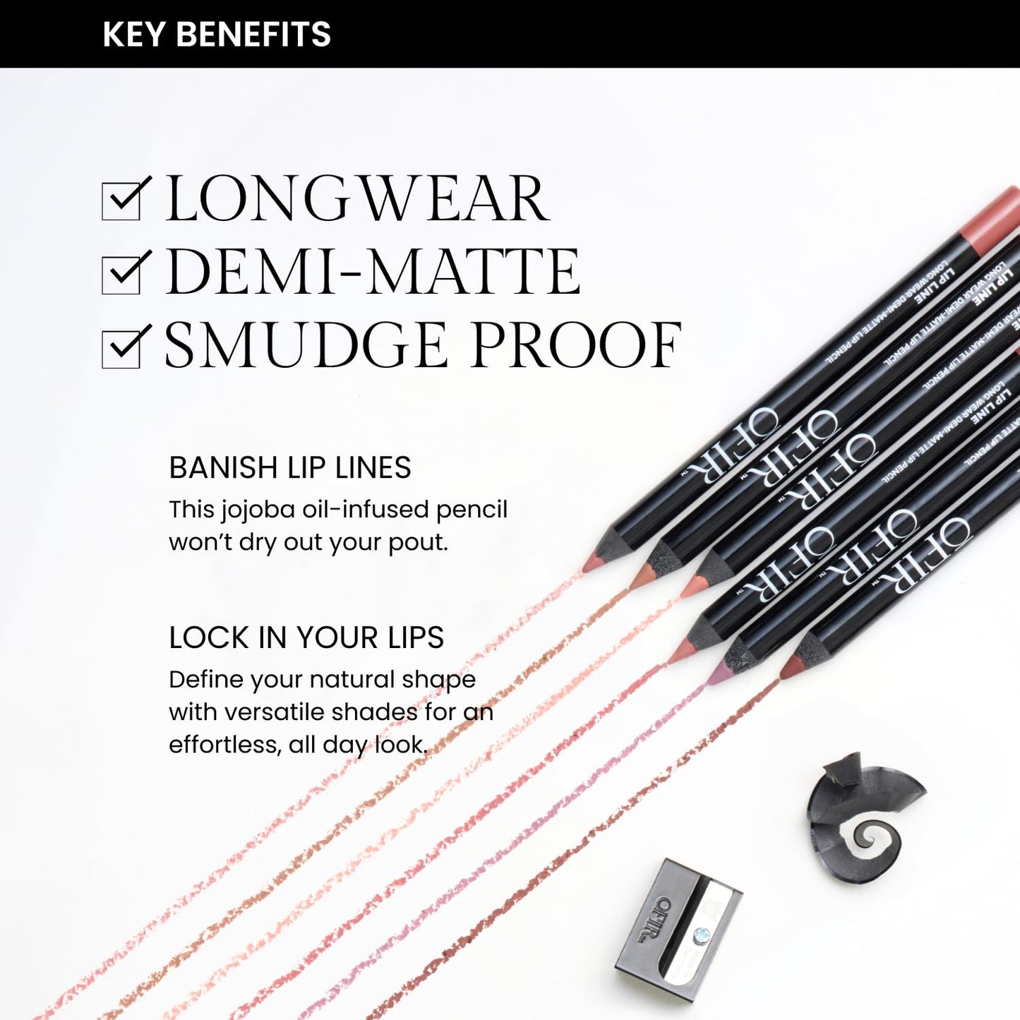 OFIR Longwear Demi-Matte Lip Pencil | Smudge-Proof, Easy Glide, Hydrating, Long-Lasting Color | Off Pink - Neutral Nude Lip Liner Pencil | 0.042 OZ