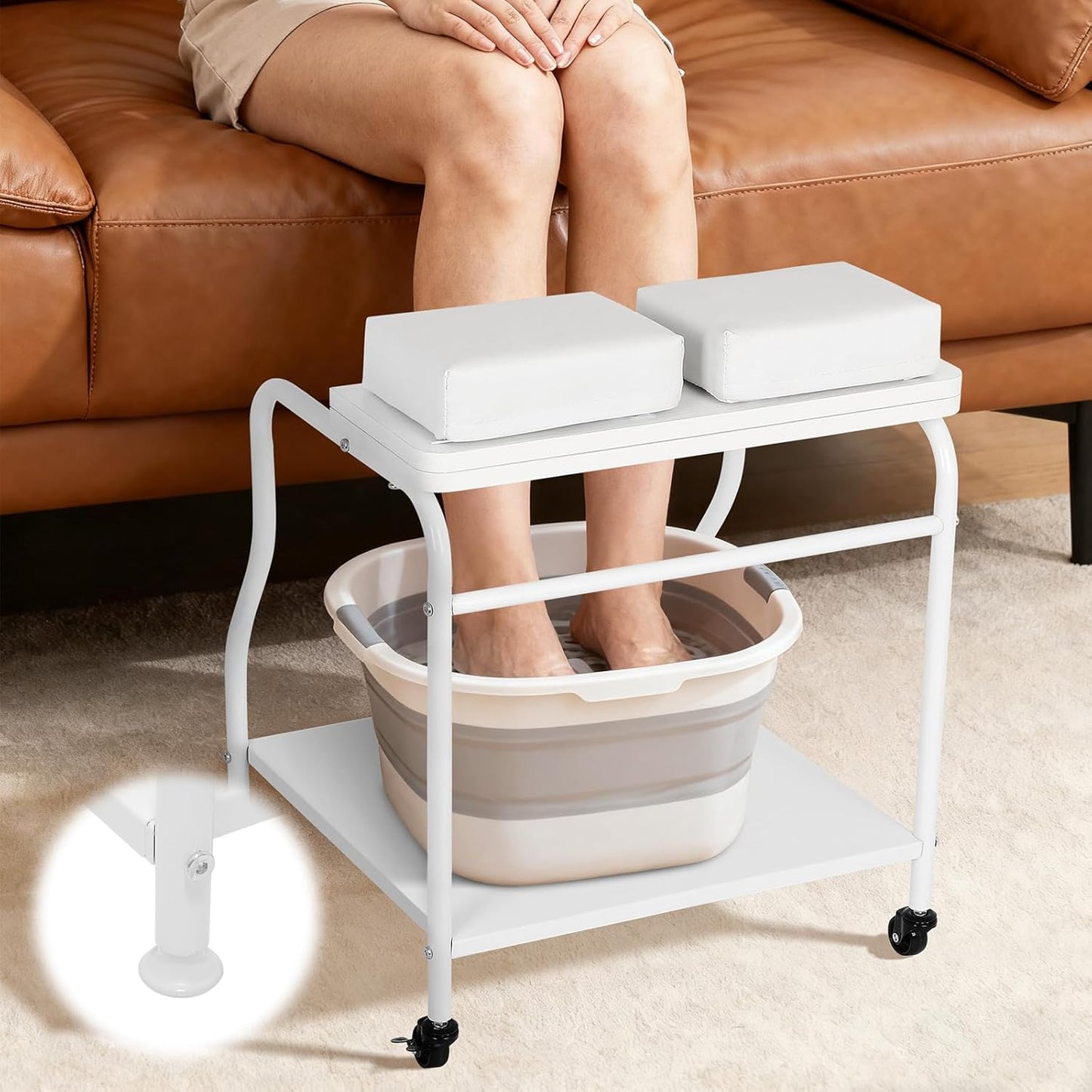 Pedicure Foot Rest - Salon Nail Rolling Cart for Home & Beauty Salon Use