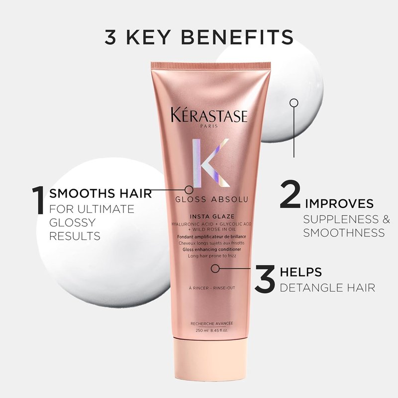 Kerastase Gloss Absolu Conditioner - High-Shine Anti-Frizz Formula for Glossy, Bouncy Hair | Deep Hydration & Detangling