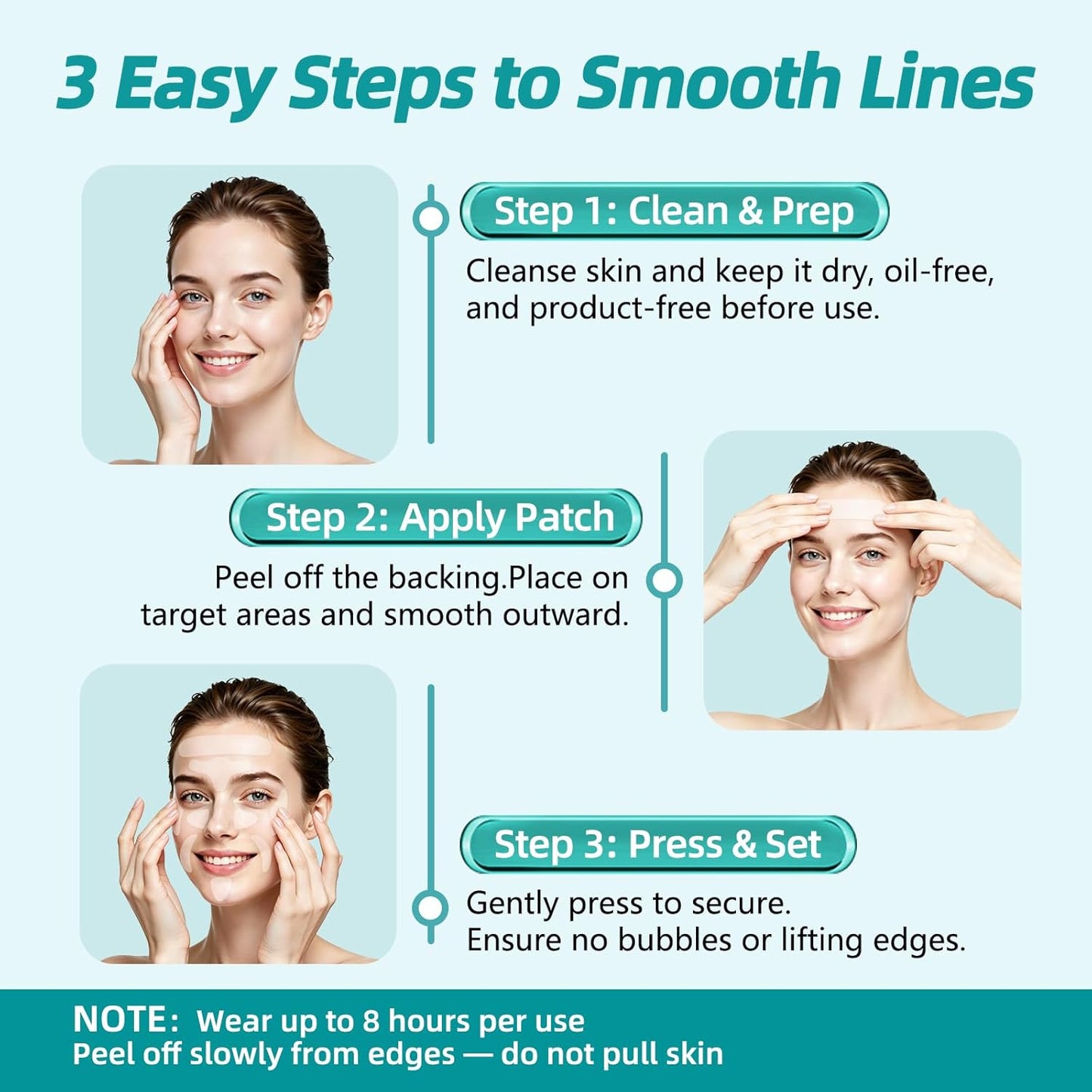 Face Wrinkle Patches - 208 Pcs Overnight Anti-Wrinkle Tape for Forehead & Smile Lines | Comfortable Stay-On Design