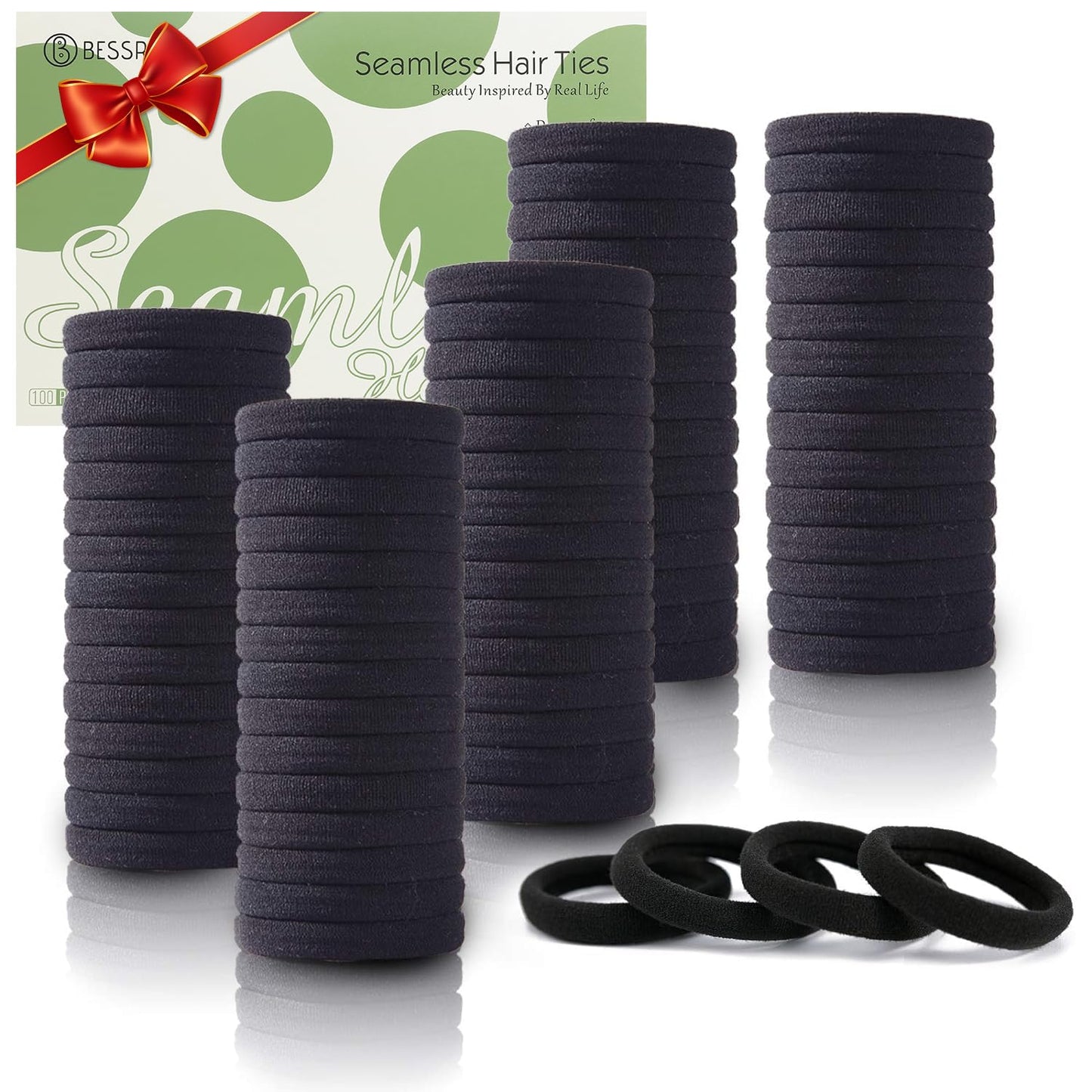 Thick Seamless Hair Ties - 100 Pcs No Damage Ponytail Holders for Women & Girls | Dark Brown