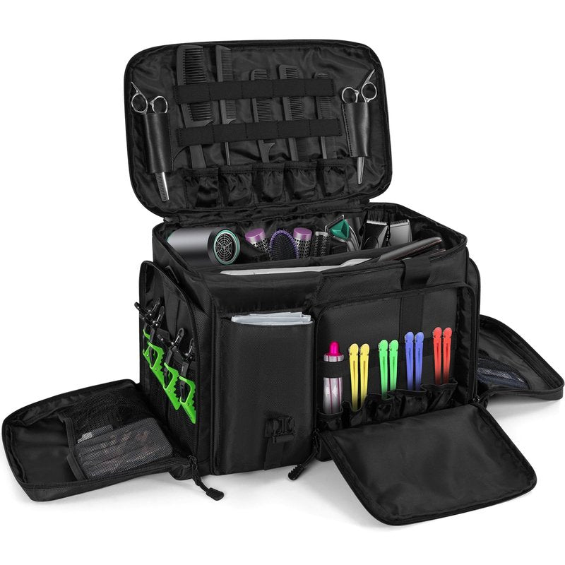LASUK Barber Hairdresser Bag Supplies Bag with Adjustable Dividers, Barber Tools Storage Hair Clipper Case Organizer for Scissors Clippers Trimmers & Haircut Kits, Barber Travel Case