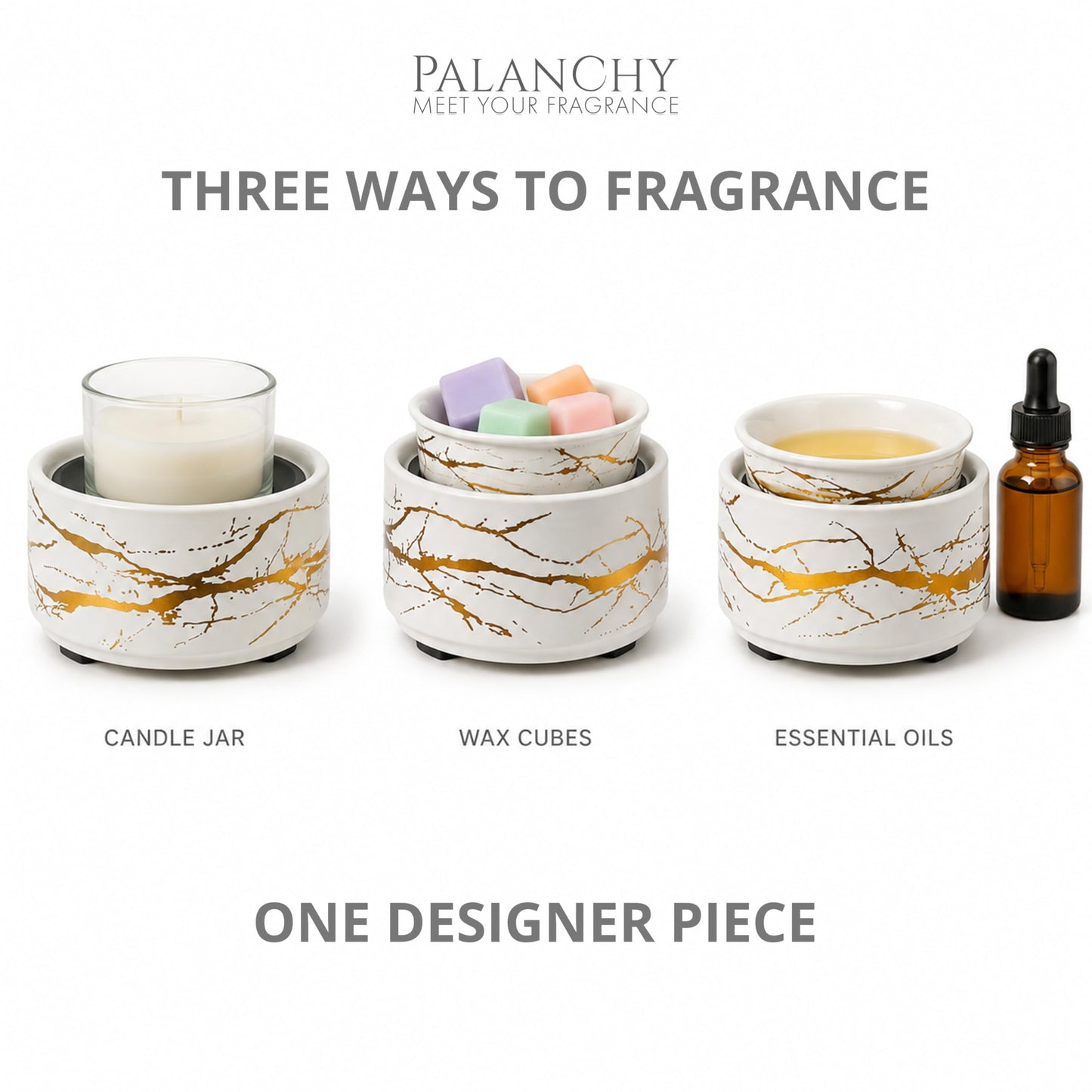 PALANCHY Wax Melt Warmer Ceramic 3-in-1 Oil Burner Electric Candle Wax Warmer Burner Melter Fragrance Warmer for Scented Waxs Home Office Bedroom Aromatherapy Gift & Decor