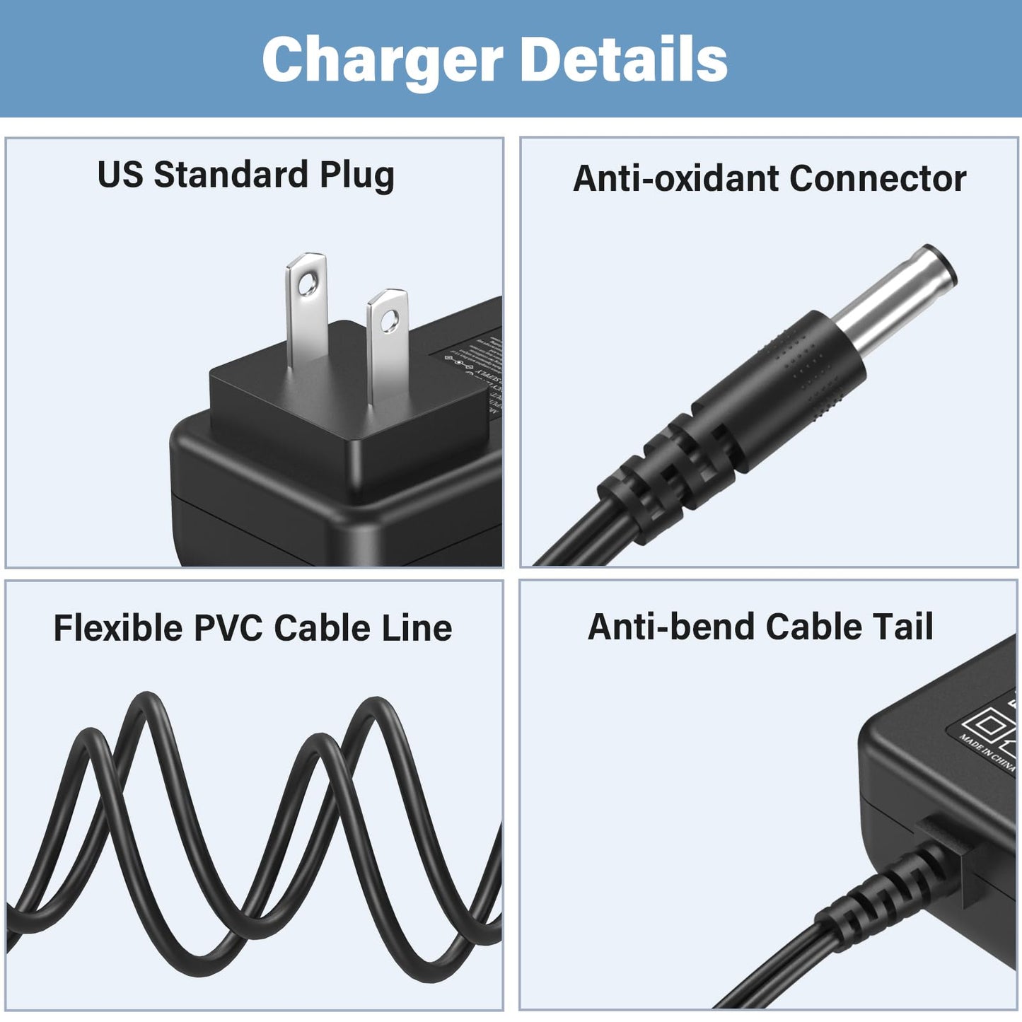 15V Jump Starter Charger for DeWalt DXAEPS14 1600 1400 Peak Portable Car Jump Starter Digital Air Compressor Power Station, Power Cord AC Adapter for DeWalt DXAEJ14 DXAEPS14 DXAEPS14CA 12V 011-2070-4