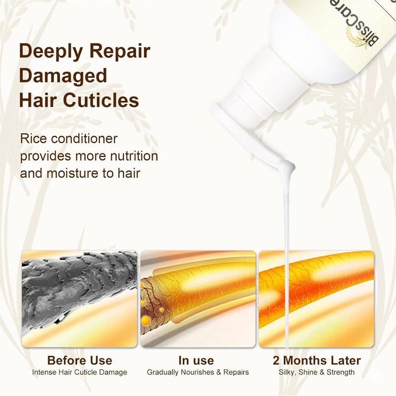 Rice Water Shampoo & Conditioner Set - Strengthen & Revitalize Hair | Nourishing Biotin Infusion for All Hair Types
