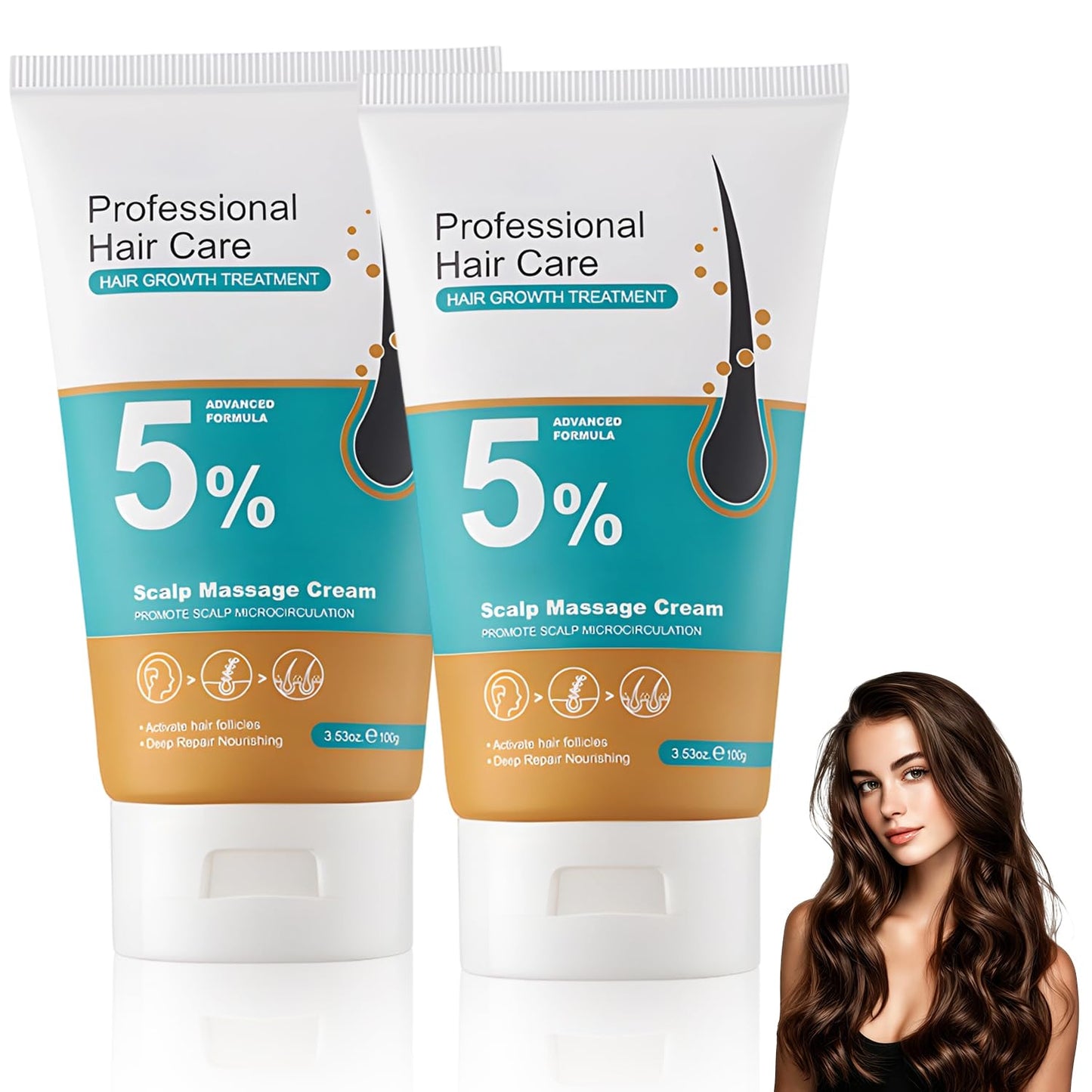 2pcs Minoxidil Hair Growth Scalp Massage Cream,Professional Hair Care Minoxidil,Anti Hair Loss Treatment with Rosemary Biotin for Men & Women,Fast & Strengthens Hair Roots