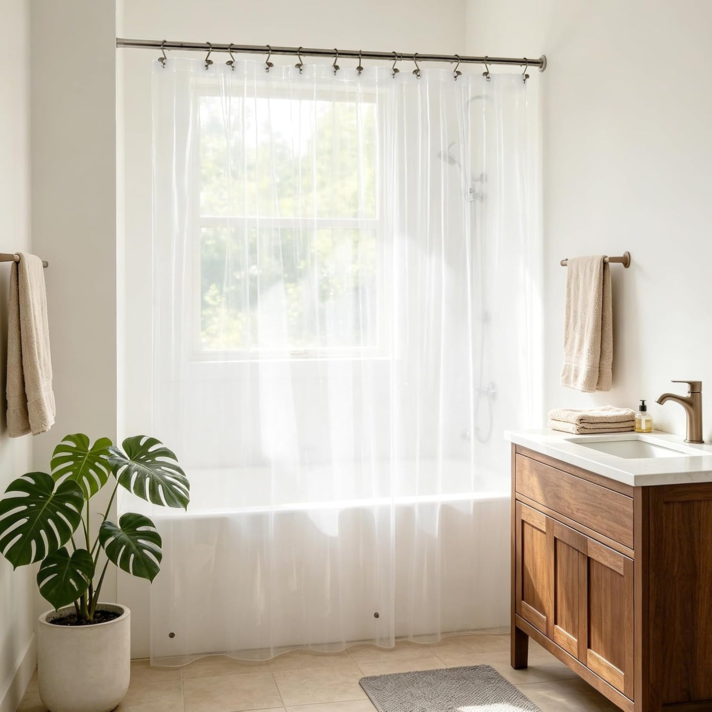 Clear Plastic Shower Liner - Premium Waterproof PEVA Curtain with Rustproof Grommets & 3 Magnets | Standard Size