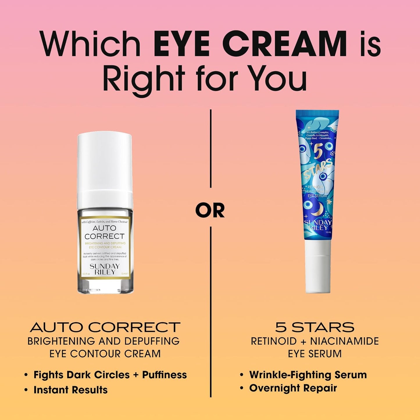 Auto Correct Eye Cream - Brightening & Firming Formula for Dark Circles | 0.5 oz