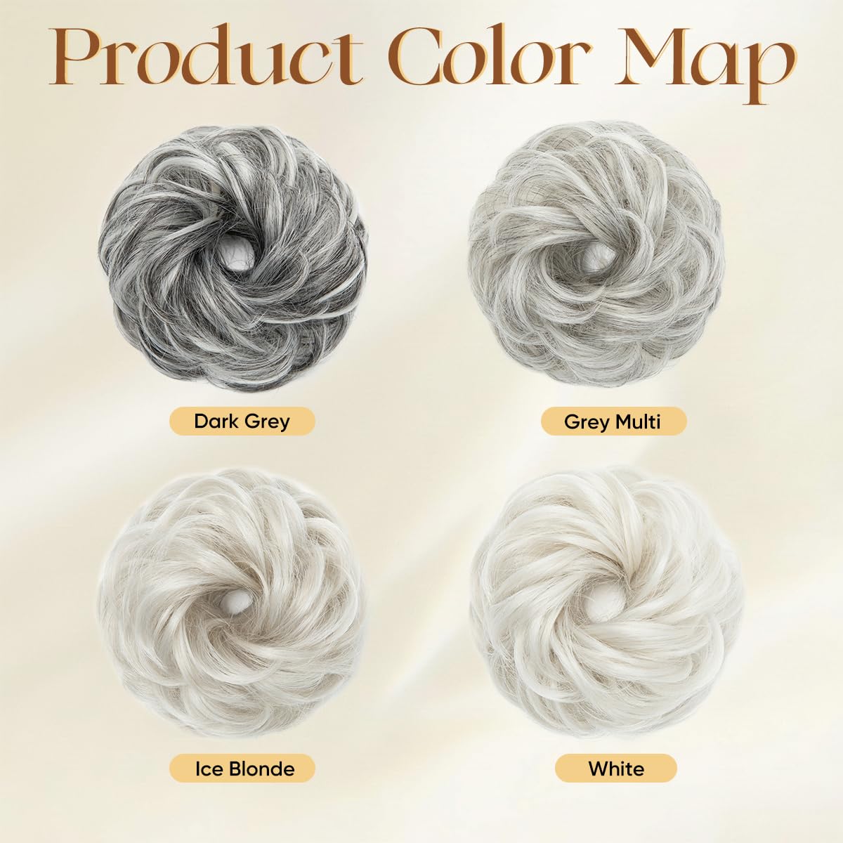 Small Messy Bun Hair Pieces for Women - Synthetic Curly Mini Scrunchies | 2PCs White