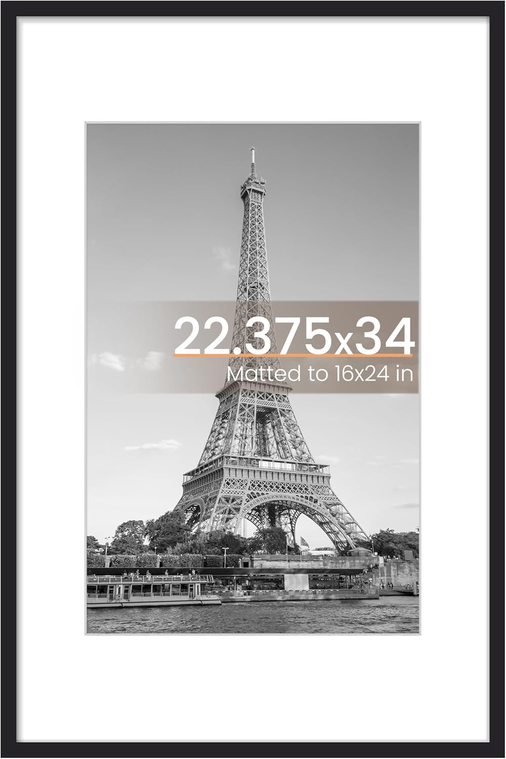 Upsimples 11x14 Picture Frame - Display 8x10 Photos with Mat or 11x14 Without Mat | Black Wall Hanging Frame
