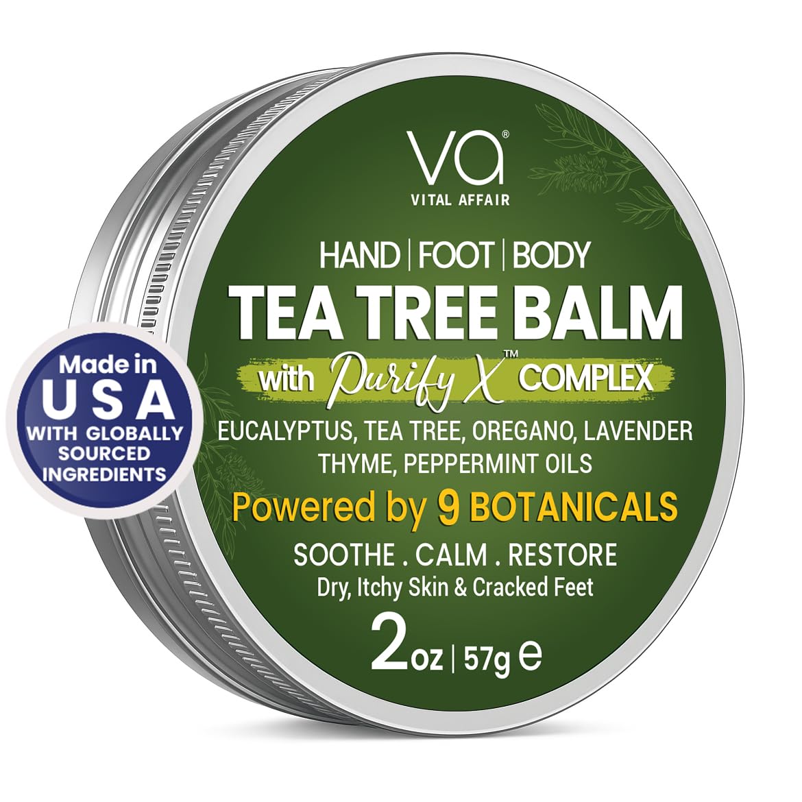 Tea Tree Oil Balm - Soothing Relief for Rashes, Athlete’s Foot & Bug Bites | 2 oz - Gentle for All Ages
