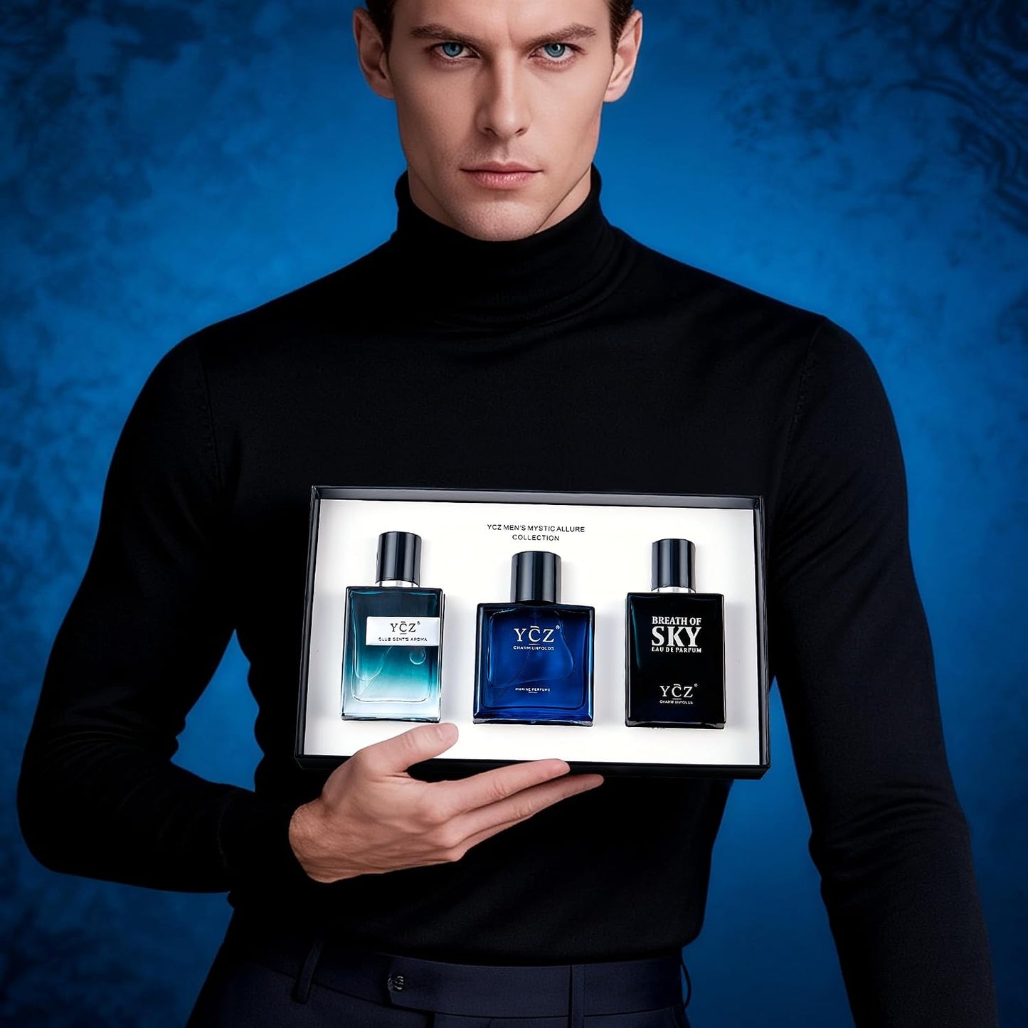 Ycz Cologne for Men - 3-Piece Gift Set with Ocean, Sky & Club Fragrances | 50ml Each, Woody Fresh Citrus Scent