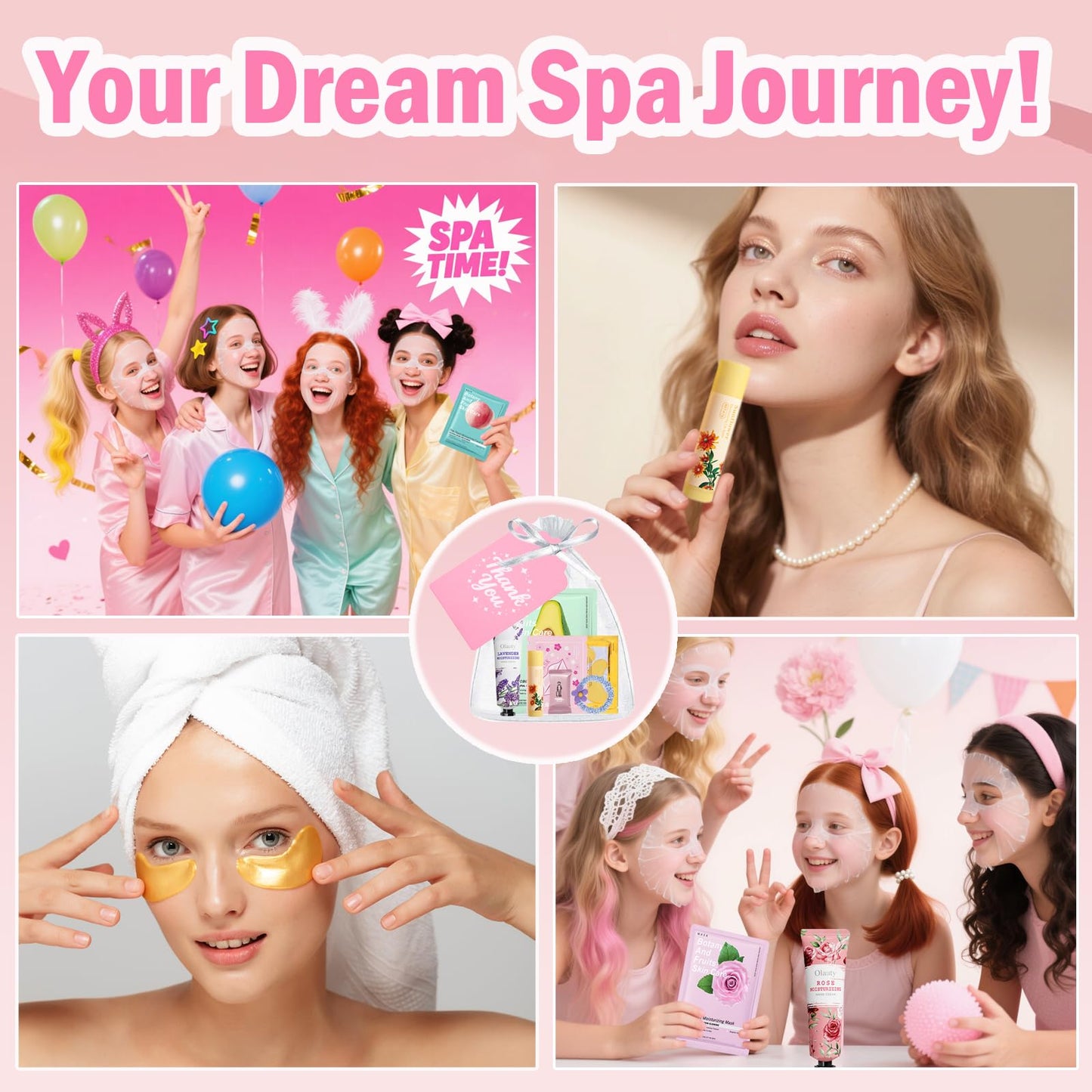 90PCS Spa Party Supplies Gifts for Women, Spa Party Favors Include Face Masks, Hand Cream, Lip Balm, Under Eye Patches, Lip Mask Bulk Gifts for Women, Spa Birthday Sleepover Party Supplies for Girls