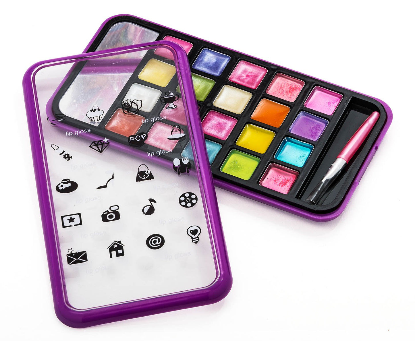 JA-RU Kids Makeup Beauty Toy Kit for Girls (1 Makeup Set) Cell Case with Mirror, Brush and Eyeshadow Palette. Real Washable & Non Toxic Cosmetic. Birthday Princess Party Gifts & Kids Toys. 4645-1