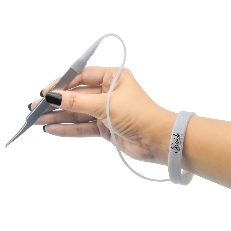 SIVOTE Lash Tweezers Holder Protector, Silicone Wristband, Tweezer Delighter, Lash Extension Supplies, Silver