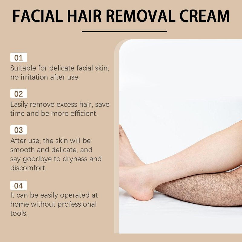 Coconut Oil Facial Hair Removal Cream for Women, Plant Extract Coconut Oil Hair Removal Cream, Painless Hair Removal, Suitable for Sensitive Skin