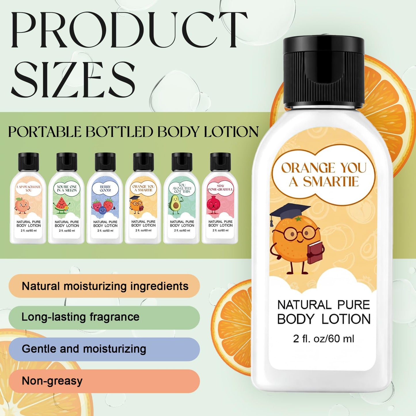 Dansib 12 Pack Fun Fruit Pun Body Lotion Gifts Set for Women Travel Size Fruit Fragrances Moisturizing Mini Body Cream Lotion for Thank You Mother's Day Teacher Week Nurse Week Gift Portable Skincare